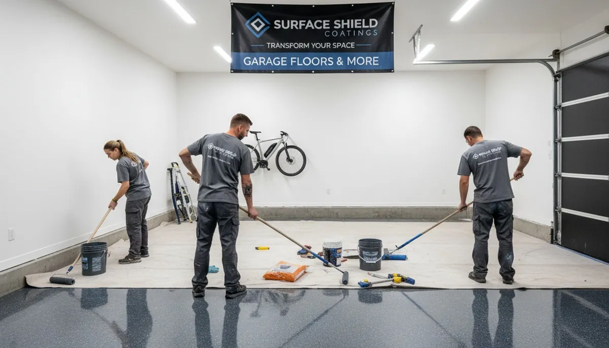Epoxy garage floor coating in Columbus, OH with durable finish by local house-painting experts
