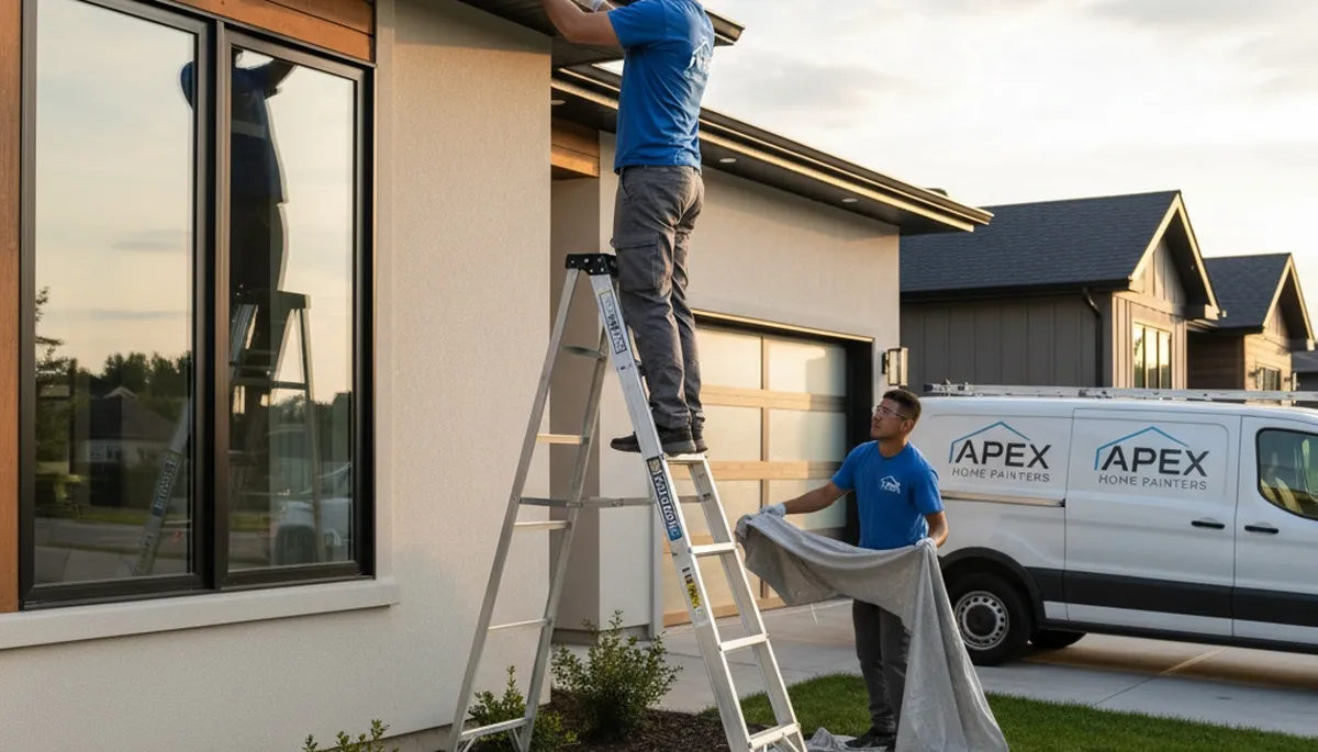 Professional gutter painting on a Columbus OH home exterior by expert house painters