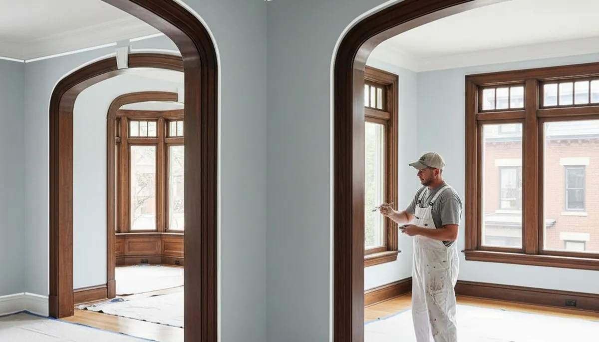 Professional interior trim painting with crisp edges highlighting home details in Columbus, OH