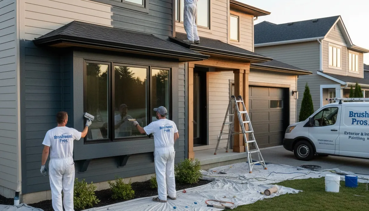 Professional siding painting on a residential home in Columbus, OH by expert exterior painters