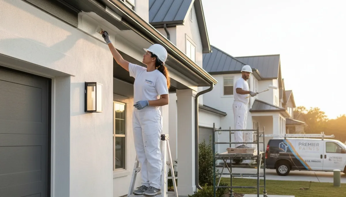 Professional trim and fascia painting on Columbus, OH home exterior by expert house painters